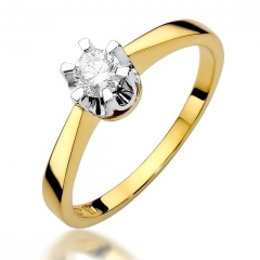 Zaręczynowy pierścionek z Brylantem 0,25ct z żółtego/białego złota pr.585